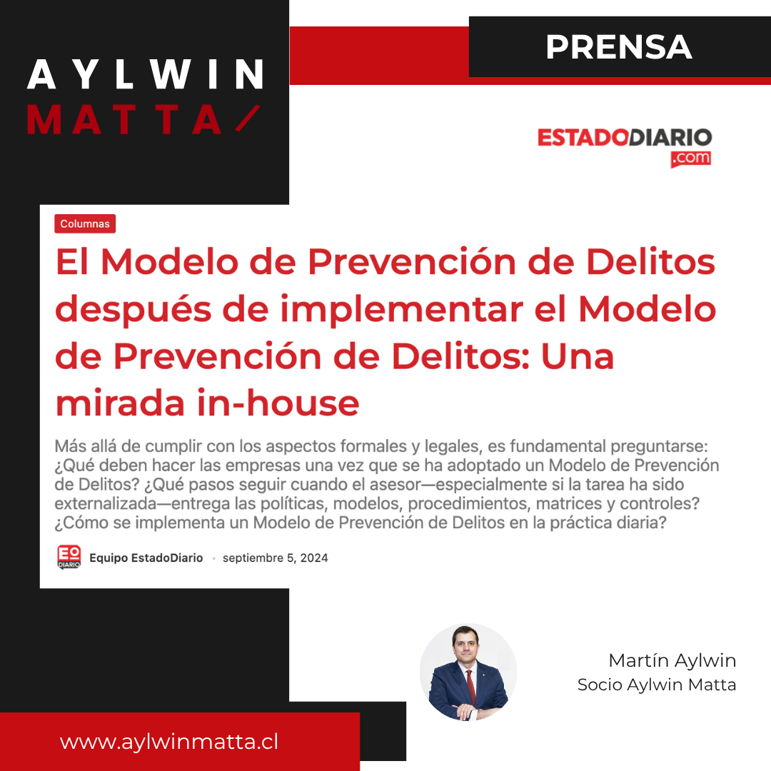 Columna de opinión de nuestro socio Martín Aylwin en Estado Diario.