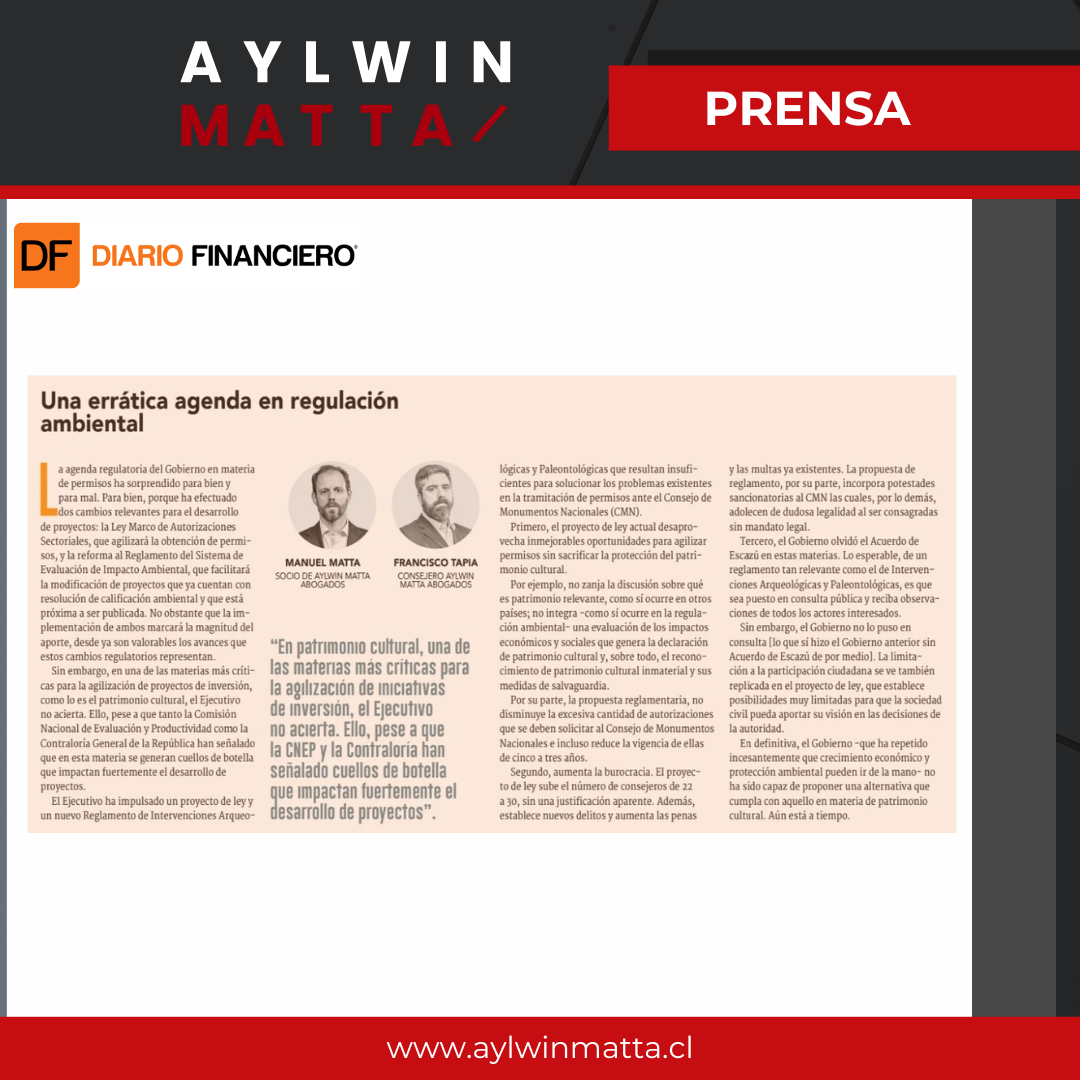 Columna en Diario Financiero: “Una agenda errática en regulación ambiental”